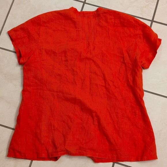 Eileen Fisher bright orange Handkerchief Irish Linen top size M - Picture 9 of 9
